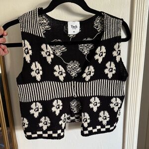 Tach Black and White Loreza Knit Top Vest Size XS